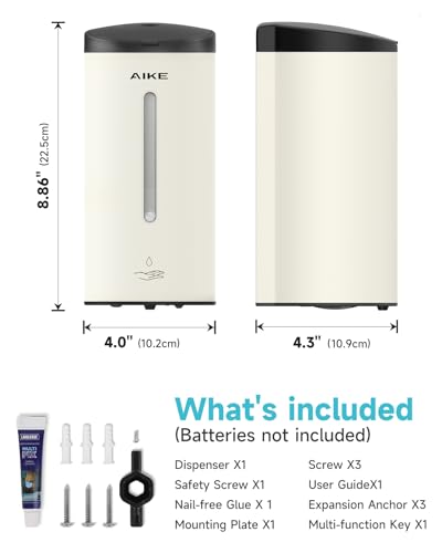 AIKE Classic Automatic Soap Dispenser,25 oz Liquid Wall Mount,MatteWhite Stainless Steel Finish Model AK1205E - color: Mattewhite Stainless Steel