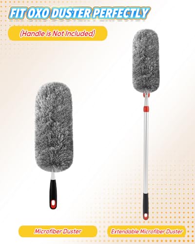 KEEPOW Upgraded Reusable Duster Refills Compatible with OXO Duster, Microfiber Dusters Refill for Cleaning, Compatible with OXO Good Grips Microfiber Extendable Duster, 2 Pack(Handle Not Included) - color: Grey-2 Pack
