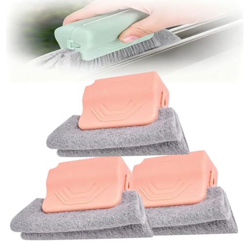 Magic Window Track Cleaner, Window Groove Cleaning Brush Hand-held Magic Windows Track Cleaner Tools Set Creative Cleaner Brushes Tools for Window lides Gaps, Sliding Door Tracks (Orange, 3pcs) - color: Orange, size: 3pcs