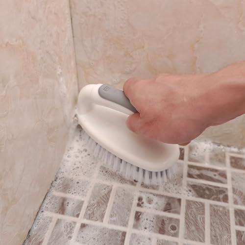 Scrub Brushes for Cleaning Bathtub Scrubber Heavy Duty Scrub Brush with Handle Stiff Bristle Cleaning Brush for Shower, Kitchen, Sink, Bathroom, Floor (Gray) - color: Gray