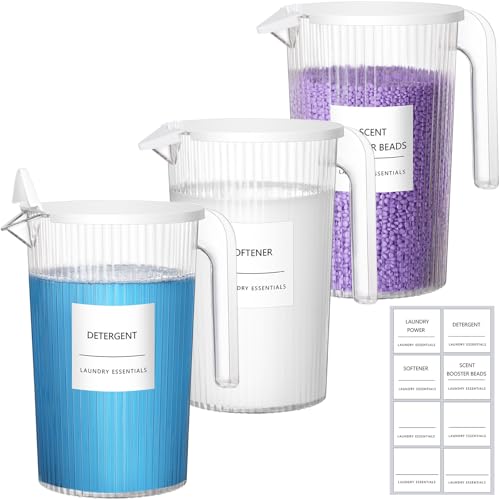 Lifewit Pitcher with Lid, 50 oz Water Jug BAP Free Plastic, Containers Juice, Ice Tea, Drink, Lemonade Pitchers for Fridge, 3 Pack