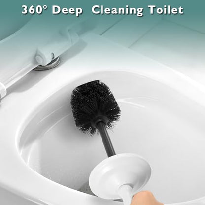 Stainless Steel Toilet Brush and Holder,Toilet Bowl Brush with Long Handle for Bathroom,Toilet Brushes-Space Saving,Covered Brush, Durable, Deep Cleaning,Splash Resistant (White) - color: White