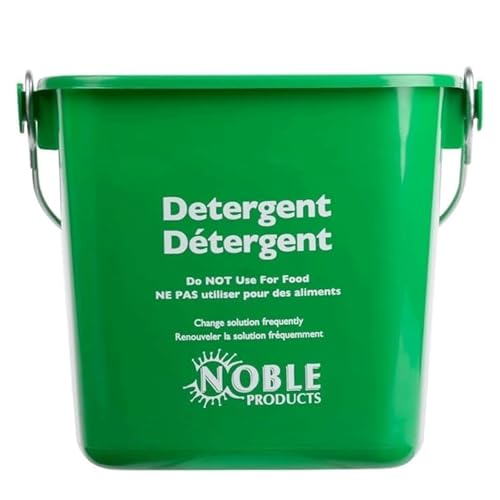 Cleaning Bucket with Handle - 3-Quart Square Sanitizer Bucket - Red & Green Pail for Commercial Sanitizing - Small Bucket for Cleaning Restaurant, Kitchen, Home, Food Service Use (Set of 2)