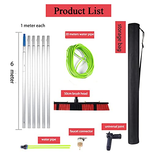 Solar Window Cleaning Pole Kit - 20ft Telescopic Water Fed Brush for Photovoltaic Panels - Extendable Cleaner Equipment for Efficient Solar Panel Maintenance - size: 6m/20ft