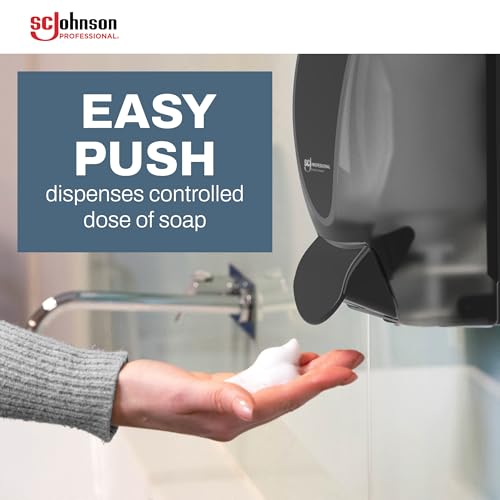 SC Johnson Professional Clear FOAM Dispenser and Refill Starter Kit, Wall Mount Soap Dispenser for Hand Soap, 1 Refresh Clear FOAM Hand Wash, 1 Liter Cartridge, 33.8 fl. oz., for Professional Use Only
