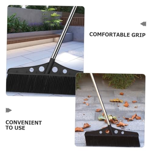 Wide Detachable Garden Broom with Long Handle Stainless Steel Deck Brush for Outdoor Sweeping for Warehouses Patios and Rough Surfaces