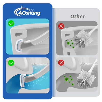 oshang Disposable Toilet Brush 2 Pack- Toilet Bowl Cleaner, Toilet Cleaning Supplies, Toilet Brush with Holder, 28 Refills for Deep Cleaning and Hygienic Bathroom Maintenance - size: 2 Brush+28 Refills