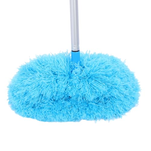 Ceiling Fan Duster with Extension Pole, 360 Degree Rotation Extra Long Round Duster Washable Cobweb Brush for Outdoor Indoor (Blue) - color: Blue