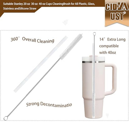 14-inch Straw Cleaner Brush Extra Long，Straw Brush Extra Long with 304 Stainless Steel and Nylon Bristles Straw Brush for Baby Bottles, Glass/Silicone Straws or Hummingbird Feeders.