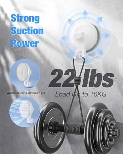 JOTPE Shower Hooks Suction Cup, Waterproof Suction Cup Hooks, Bathroom, Glass, Door, Windows, Kitchen Hanging up to 11lbs, Easy to Install and Remove (4pack-White) - color: White