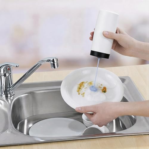 Dish Soap Dispenser for Kitchen, Silicone Squeeze Bottle for Dish Detergent (White) - color: White