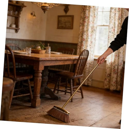 MAGICLULU Golden Stainless Steel Dust Broom Weather Resistant and Moistureproof Material with Detachable Handle Sturdy Hardwood Floor Sweeper for Indoor and Yard Floor Cleaning for House
