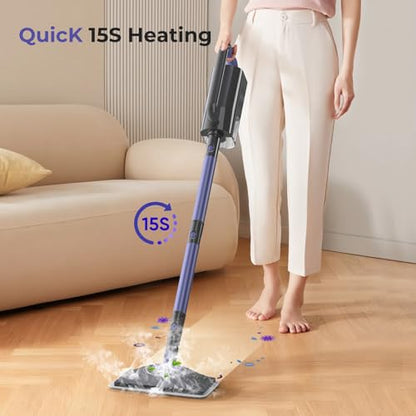 Steam Mop Cleaner with Detachable Handheld Steamer, 6-in-1 Multi Accessories, 23FT Power Cable, Lightweight,Detachable Steam Mops for sealed Hard Floors, Marble, Stone, Hardwood (Light Purple)
