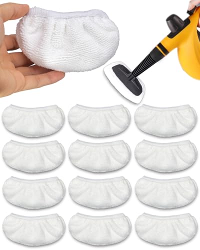 12 Pack Universal Microfiber Cloths for Handheld Steam Cleaner, Steam Cleaner Accessories, Reusable Steam Mop Pads Compatible with Bissell Steam Shot, PurSteam and Most Handheld Steamer - color: White, 12 Pack