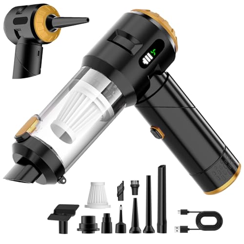 Wansimoo Handheld Car Vacuum Cleaner,25000PA Strong Cyclonic Suction Foldable Mini Vacuum Portable Cordless with Digital Display and One Touch Dust Removal for Car, Home, Office, Kitchen (Gold) - color: Gold