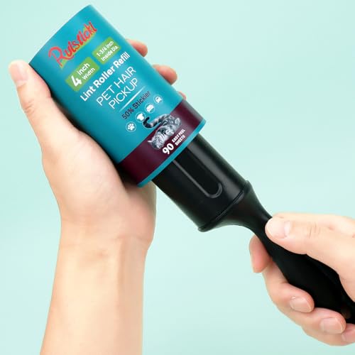 4 inch Lint Roller Refills Only for Scotch-Brite Pet Hair Pickup Extra Sticky Lint Roller 90 Sheets per Refill 6 Pack 540 Easy-Tear Adhesive Sheets Total (Inside Dia. 1 3/4 inch) - size: 4 inch (1.75'' ID)