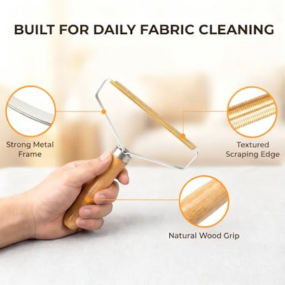 Portable Reusable Lint Remover for Cat and Dog Hair, Clothes Fur Fuzz Brush and Carpet Scraper for Clothing Car Mats Couch Furniture Rugs, Manual Pet Hair Remover Tool