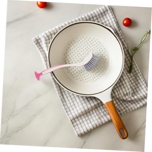 Healeved 3-Pack Kitchen Sink Brushes for Cleaning with Long Handle and Suction Cup Stand Dish Scrubbing Brush for Pots Pans and Hard-to-Reach Areas