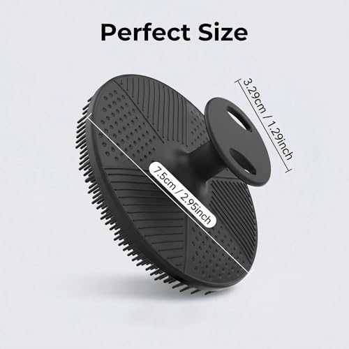 Silicone Scrub Brush for Dishes and Kitchen Cleaning, Soft Non-Scratch Sponge for Pots, Pans, Fruits, Vegetables, Reusable Dishwashing Brush with Hanging Hook, Black