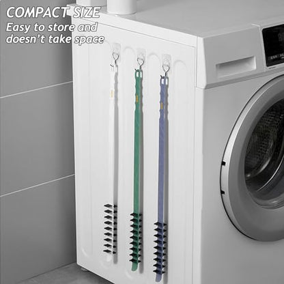 3 Pack Washing Machine Cleaning Brush, Crevice Brush of Drum Washing Machine, Home Essentials Cleaning Brush, Long Coil Brush Washing Machine Brush Stiff Bristle Cleaning Tool (3Pcs Gray) - color: 3pcs Gray