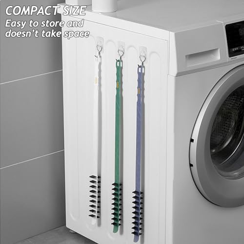 3 Pack Washing Machine Cleaning Brush, Crevice Brush & Drum Washing Machine Cleaner - Long Coil Brushes with Stiff Bristles (3Pcs Green) - color: 3pcs Green