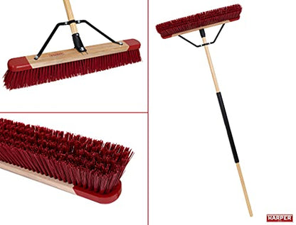 Harper 24 Inch Premium Indoor/Outdoor Wet/Dry, Dirt, Soil, Mulch All-Purpose Push Broom with Semi-Stiff Bristles, Grass and Oil, Wood Handle - style: Premium Indoor/Outdoor Wet/Dry Push Broom