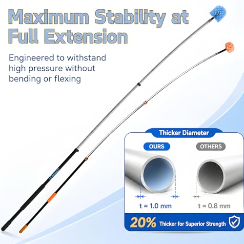 30FT High Reach Cobweb Duster with 5-20ft Extension Pole, 6 Pack Big Webster Cobweb Duster, Aluminum Telescopic Cobweb Brush, Spider Web Brush for Outdoor & Indoor Cleaning(24FT, Duster Kit)