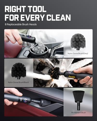 Fanttik Flip G10 Nano AutoCare Cordless Electric Car Interior Detailing Brush, Dual-Speed with 8 Brush Heads, Adjustable Angle & Smart Display, IPX7 Waterproof for Deep Car Cleaning