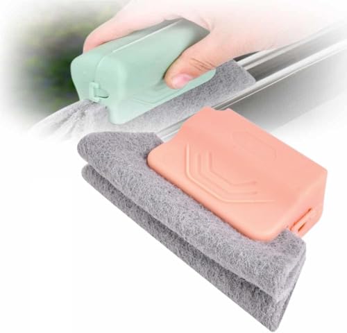 Window Groove Cleaning Brush, 2025 New Hand-held Magic Window Track Cleaner Tools Set,Groove Cleaning Brush Window or Sliding Door for Sliding Door, Sill, Tile Lines, Shutter (Pink) - color: Pink