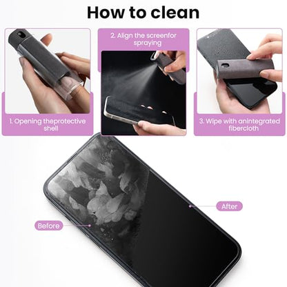 Screen Cleaner, Touch Screen Mist Cleaner, Cell Phone, Laptop and Tablet Screen, 3-in-1 Spray and Microfiber Cloth, Refillable with Water, Alcohol, Sanitizer (Pink -0.35oz) - color: Pink