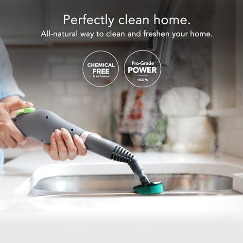 Steamfast SF-370 Canister Cleaner with 15 Accessories-All-Natural, Chemical-Free Pressurized Steam Cleaning for Most Floors, Counters, Appliances, Windows, Autos, and More, 64 inches, White