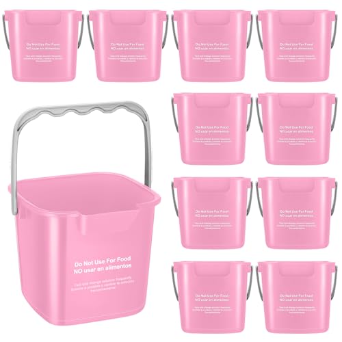 Lallisa 12 Pcs 3 Quart Cleaning Bucket Small Sanitizing Square Bucket Detergent Pail for Home Office Commercial Restaurant Kitchen Bathroom School (Pink) - color: Pink