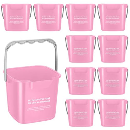 Lallisa 12 Pcs 3 Quart Cleaning Bucket Small Sanitizing Square Bucket Detergent Pail for Home Office Commercial Restaurant Kitchen Bathroom School (Pink) - color: Pink