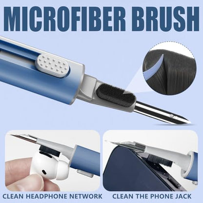 Inesore Cleaner Kit for Airpods Pro 3 2 1 Series,Multi-Function Cleaning Pen Tool for Earbuds Headphone iPhone Camera Electronic Devices,with Soft Brush Flocking Sponge -Deep Blue - color: B4-Deep Blue