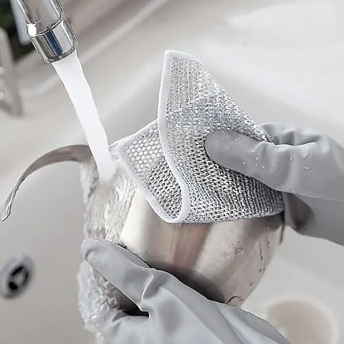 Estink Wire Dishwashing Rag, Multipurpose Rust Removal Double Side Steel Wire Dish Towel with Polyester Material for Household Kitchen Bathroom Cleaning