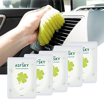 ASFSKY Car Cleaning Gel Putty - Reusable Keyboard Cleaner Slime for Car, Keyboard, Dust - 5 Pack (Yellow) - color: Yellow 5 Pack