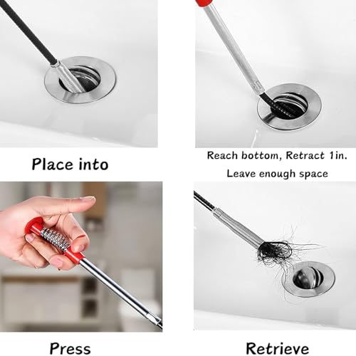 33 Inch Drain Snake Hair Drain Clog Remover, Flexible Grabber Claw Pick Up Reacher Tool - Gutter Cleaning Tools for Home Sink, Bathroom Tub,Drain, Toilet, Tight Spaces - style: 33 IN