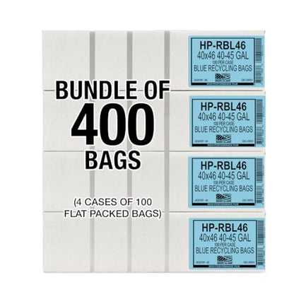 Aluf Plastics HP Blue Low Density Super Hexene Star Seal Gang Folded Bag, 45 Gallon Capacity, 40" x 46" (Pack of 400) - style: 45 Gal, 1.2 Mil Equiv, 400 Count