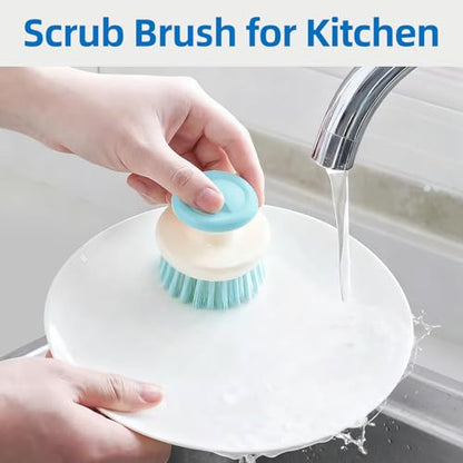 Dish Scrub Brush，Scrub Brushes for Cleaning，Dish Scrubber Brush with Handle，Kitchen Scrub Brush for Sink, Pots, Pans