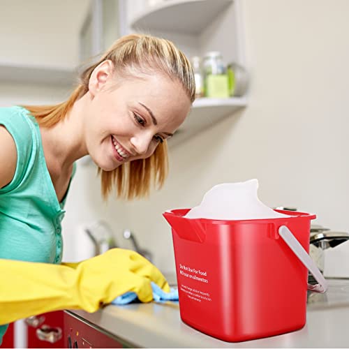 Roshtia 6 Pcs 3 Quart Cleaning Bucket Small Sanitizing Square Bucket Detergent Pail for Home Commercial Restaurant Kitchen Office School (Red) - color: Red
