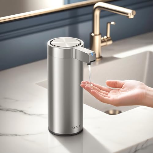 SUNLY Touchless Automatic Soap Dispenser – Clog-Free Pump, 0.2s Fast Sensor, USB-C Rechargeable, Smudge-Resistant Stainless Steel, for Kitchen & Bathroom Soap Dispenser - color: Silver