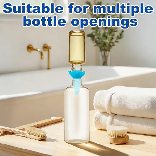 2 Pack Last Drop Universal Bottle Emptying Kit Transfer Connector for Soap, Lotion, Shampoo, Conditioner, and Kitchen,and Bathroom Use Reusable Bottle Funnel Adapter (Blue) - color: Blue