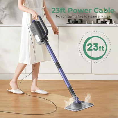 6-in-1 Steam Mop with Detachable Handheld Steamer Professional Steam Mop for Floor Cleaning, Sanitizing Steam Cleaner with Hot Vapor Technology Amethyst