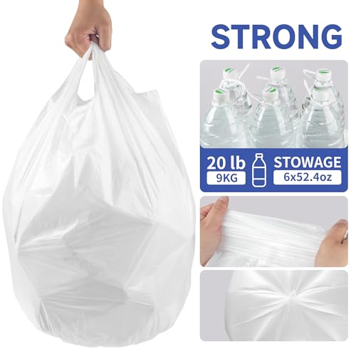 Small Trash Bags with Handles (1.2/2/2.6/3/4/5/6/8/13 Gallon) - Ocean Plastic Upcycling - Plastic Garbage Bags, Can Bin & Waste Basket Liner for Kitchen, Bathroom, Office&Pets 6 Gal 50 Count