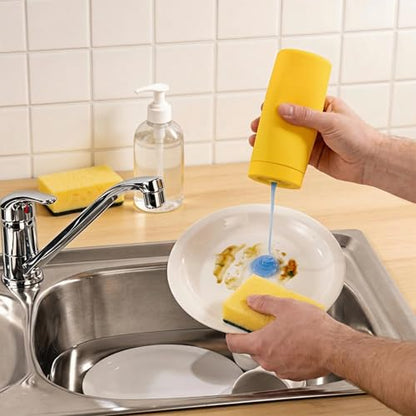 Dish Soap Dispenser for Kitchen, Silicone Squeeze Bottle for Dish Detergent (Yellow) - color: Yellow