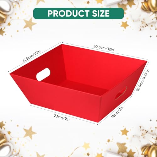 AFOROEOA 6PACK Red Baskets For Gifts Empty, 10x12”Thick Gift Basket with 6Bows 6Bags Empty Gift Baskets for Christmas, Easter, Birthdays, Valentine’s Day Wrapping Gift - color: 6PACK Red
