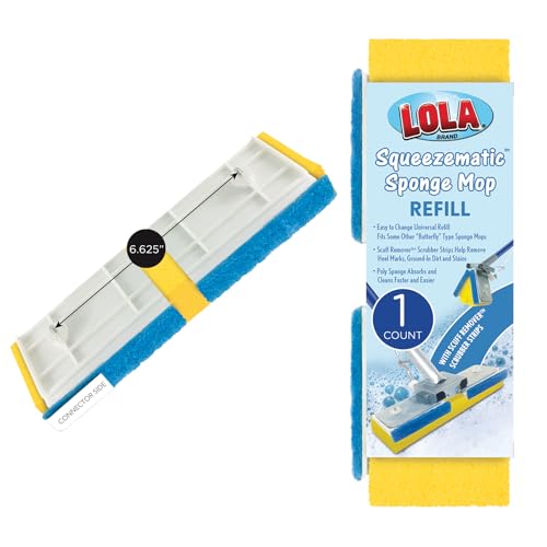 LOLA Squeeze Matic Butterfly Sponge Mop Refill, 9", Replacement Head, Floor Cleaning, Comparable w/Quickie Type S Sponge Mop Refill, 1 Pack - size: 1 Pack, style: Foam Sponge