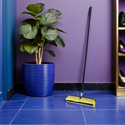 Outdoor Floor Scrub Brush with Aluminum Alloy Threaded Head, 80cm Long Handle Heavy Duty Patio and Sidewalk Broom for Concrete Driveway, Tub and Tile Cleaning in Home and Garden