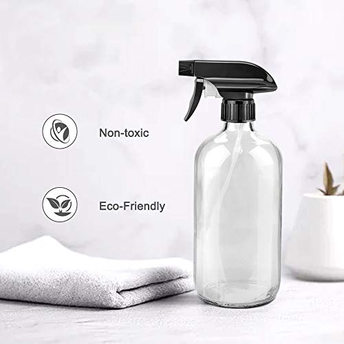 Worldgsb Glass Spray Bottles, 16oz Clear Glass Spray Bottles with Labels & Adjustable Nozzle, Reusable Containers for Cleaning, BBQ, Food, Plants, Alcohol, Essential Oils(3 Pack) - color: Clear, style: 3 Pack