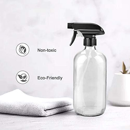 Worldgsb Glass Spray Bottles, 16oz Clear Glass Spray Bottles with Labels & Adjustable Nozzle, Reusable Containers for Cleaning Solutions, BBQ, Food, Plants, Alcohol, Essential Oils(2 Pack) - color: Clear, style: 2 Pack